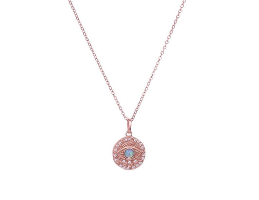 18K ROSE GOLD VERMEIL AZTEC VINTAGE EVIL EYE NECKLACE