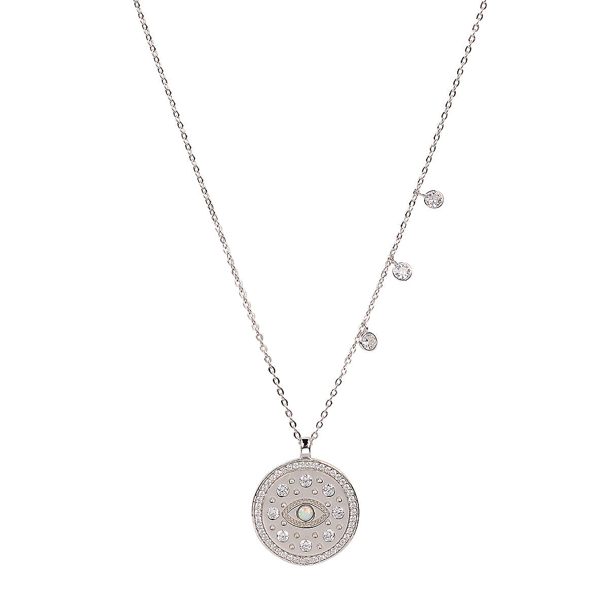 Boho vintage evil eye silver necklace