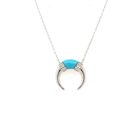 turquoise horn silver necklace