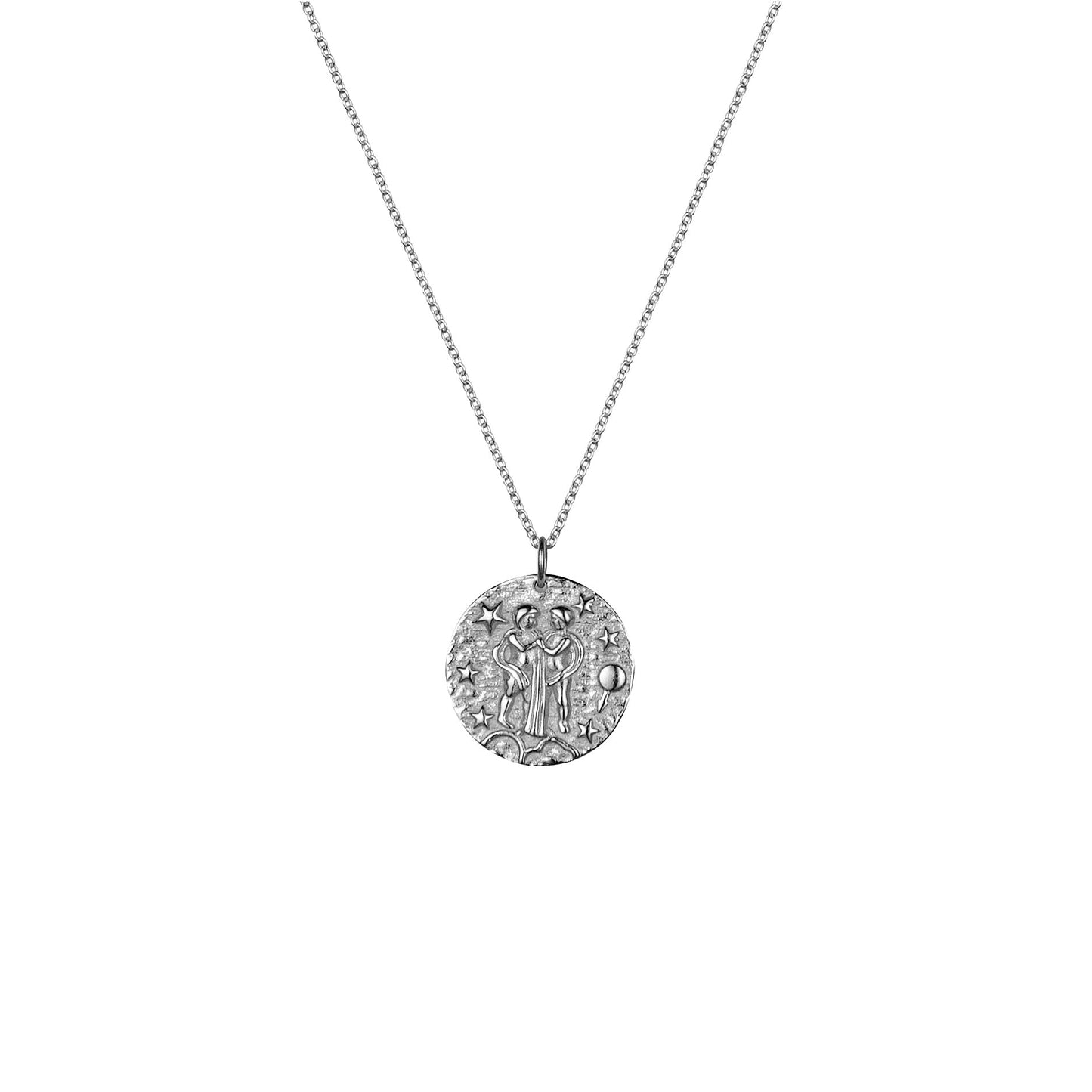 Gemini zodiac sterling silver necklace