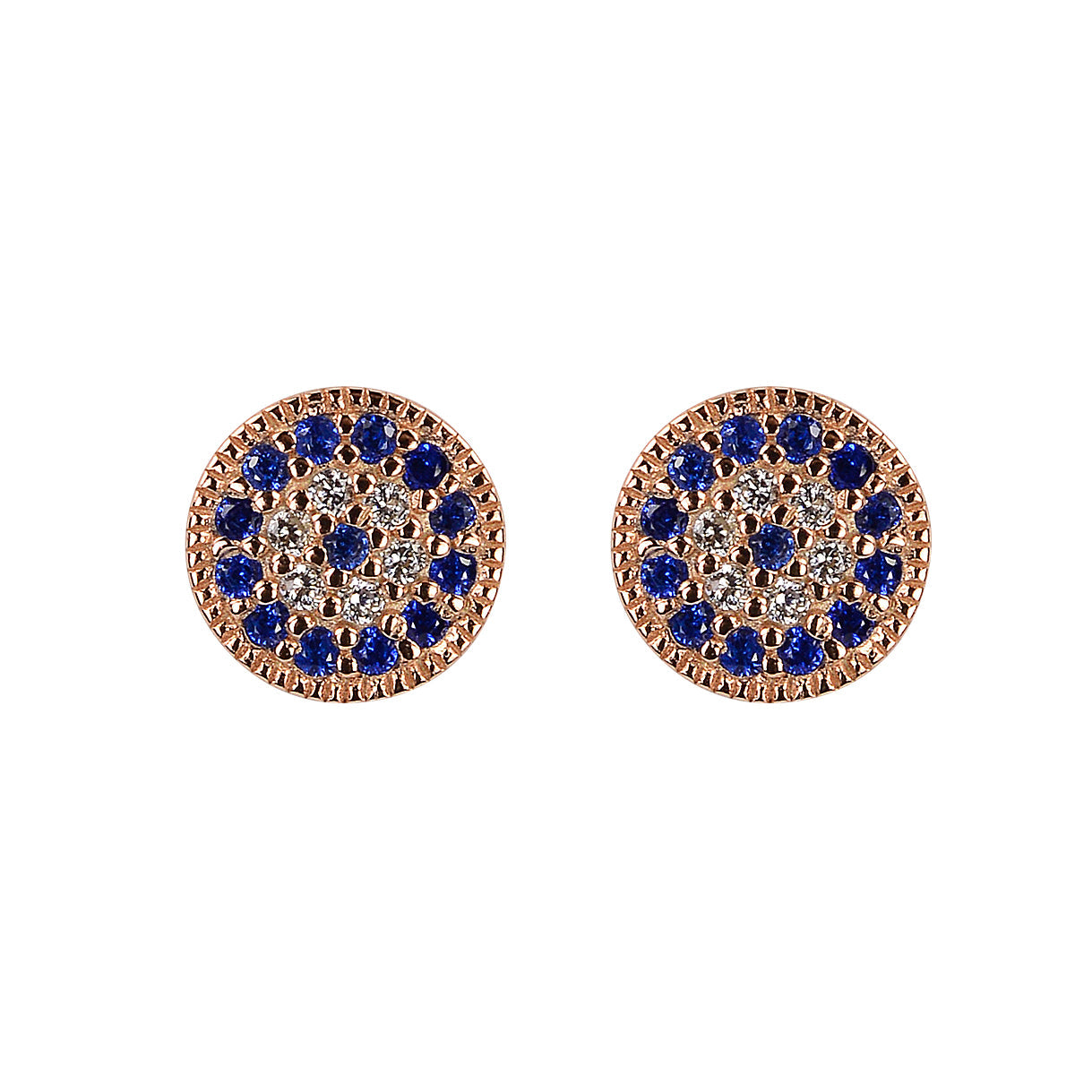 Something blue evil eye rose gold studs