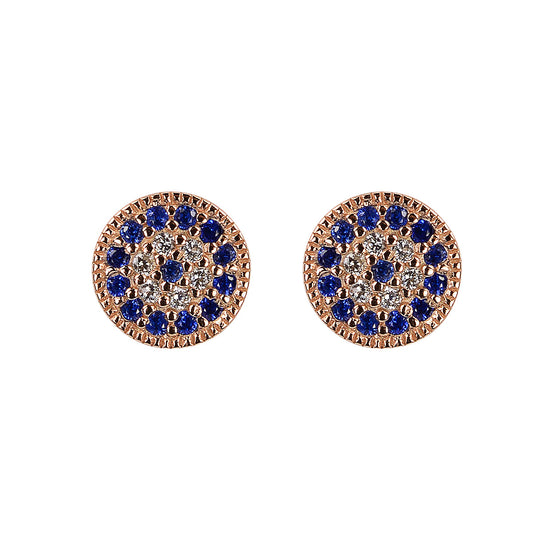 Something blue evil eye rose gold studs