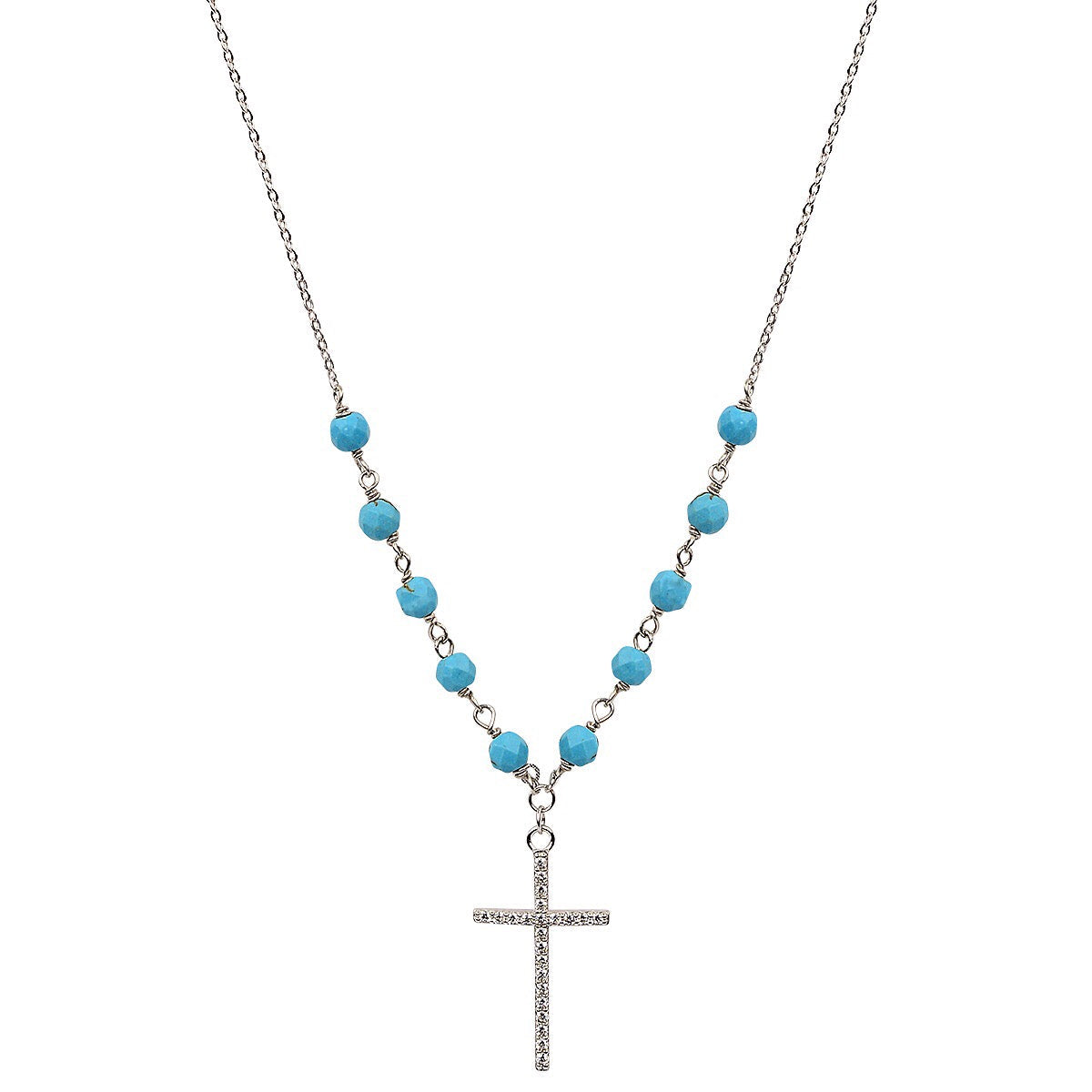 Turquoise beaded silver necklace