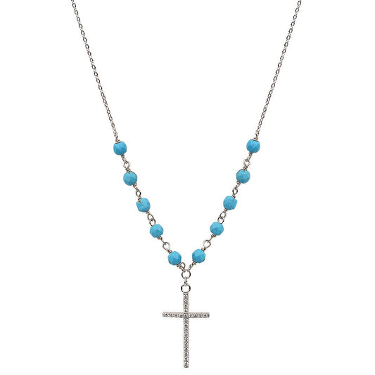 Turquoise beaded silver necklace