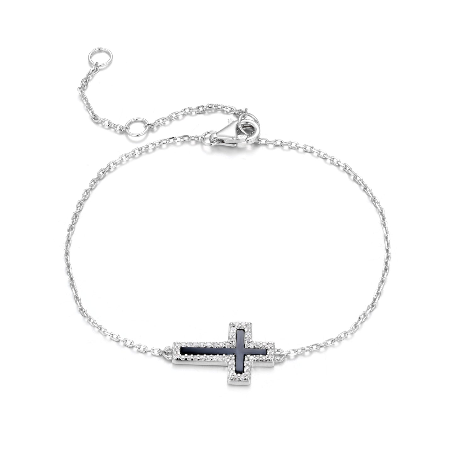 ISABELLA ONYX CROSS SILVER BRACELET