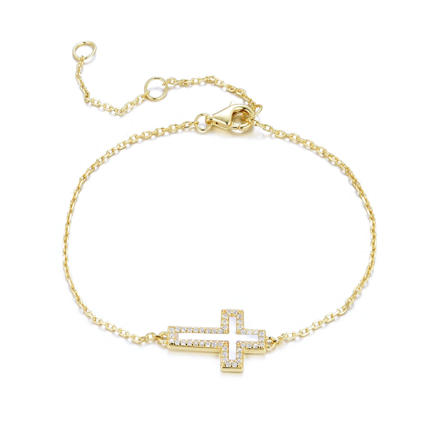 ISABELLA PEARL CROSS GOLD BRACELET
