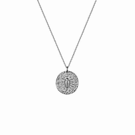 Scorpio zodiac silver necklace