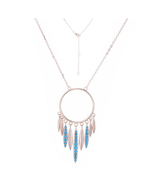 WILLOW DREAM CATCHER TURQUOISE ROSE GOLD NECKLACE