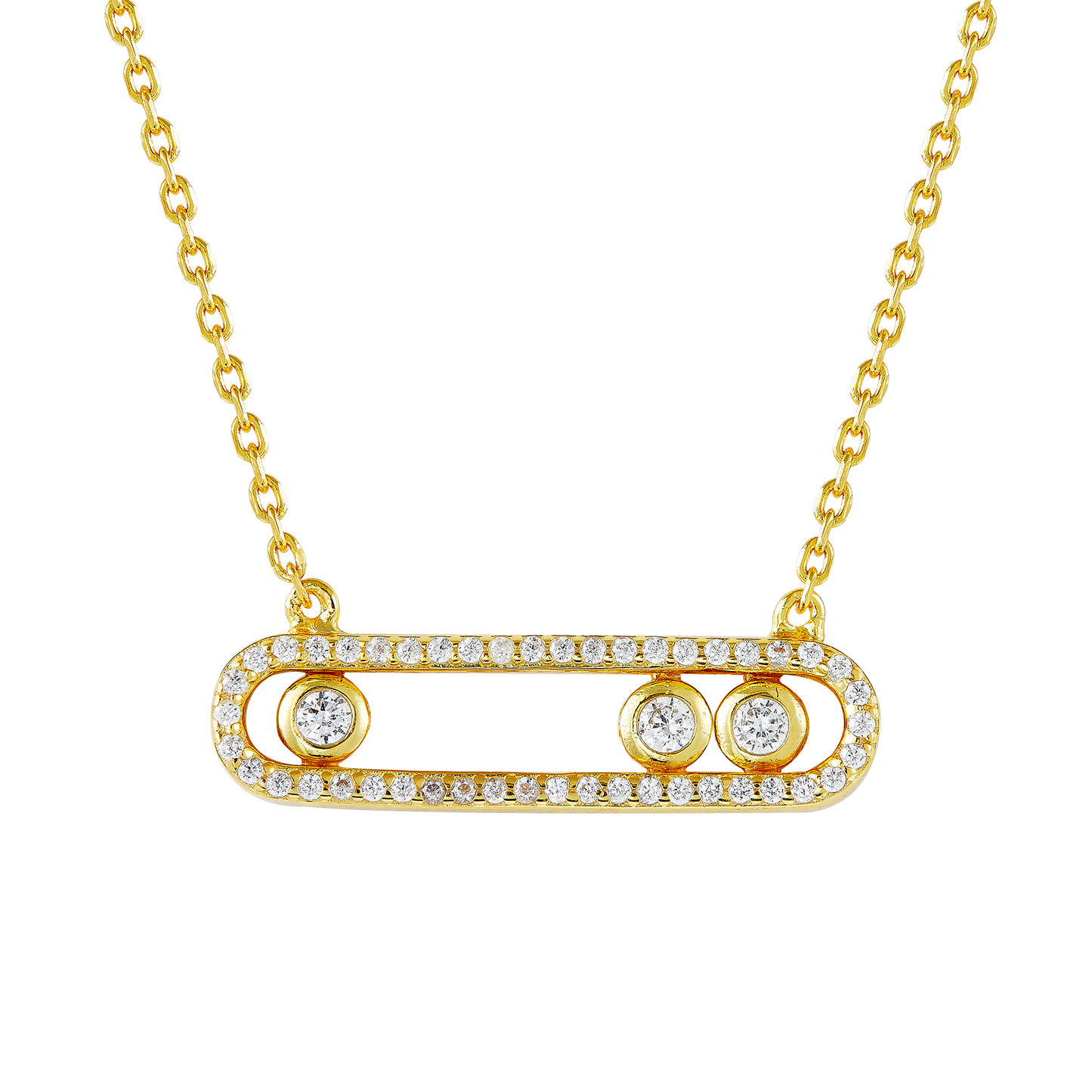 LEONA SLIDING CRYSTAL GOLD NECKLACE