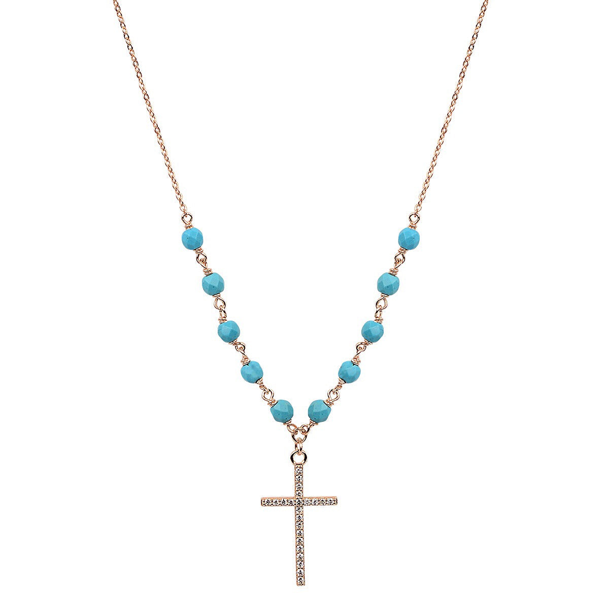 Turquoise beaded rose gold necklace