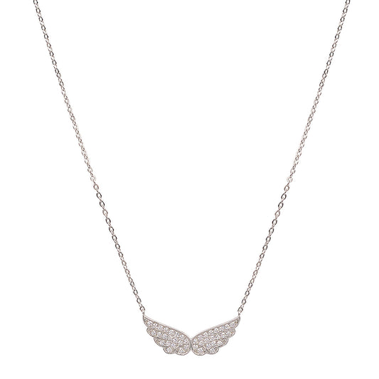 Angel wings silver necklace