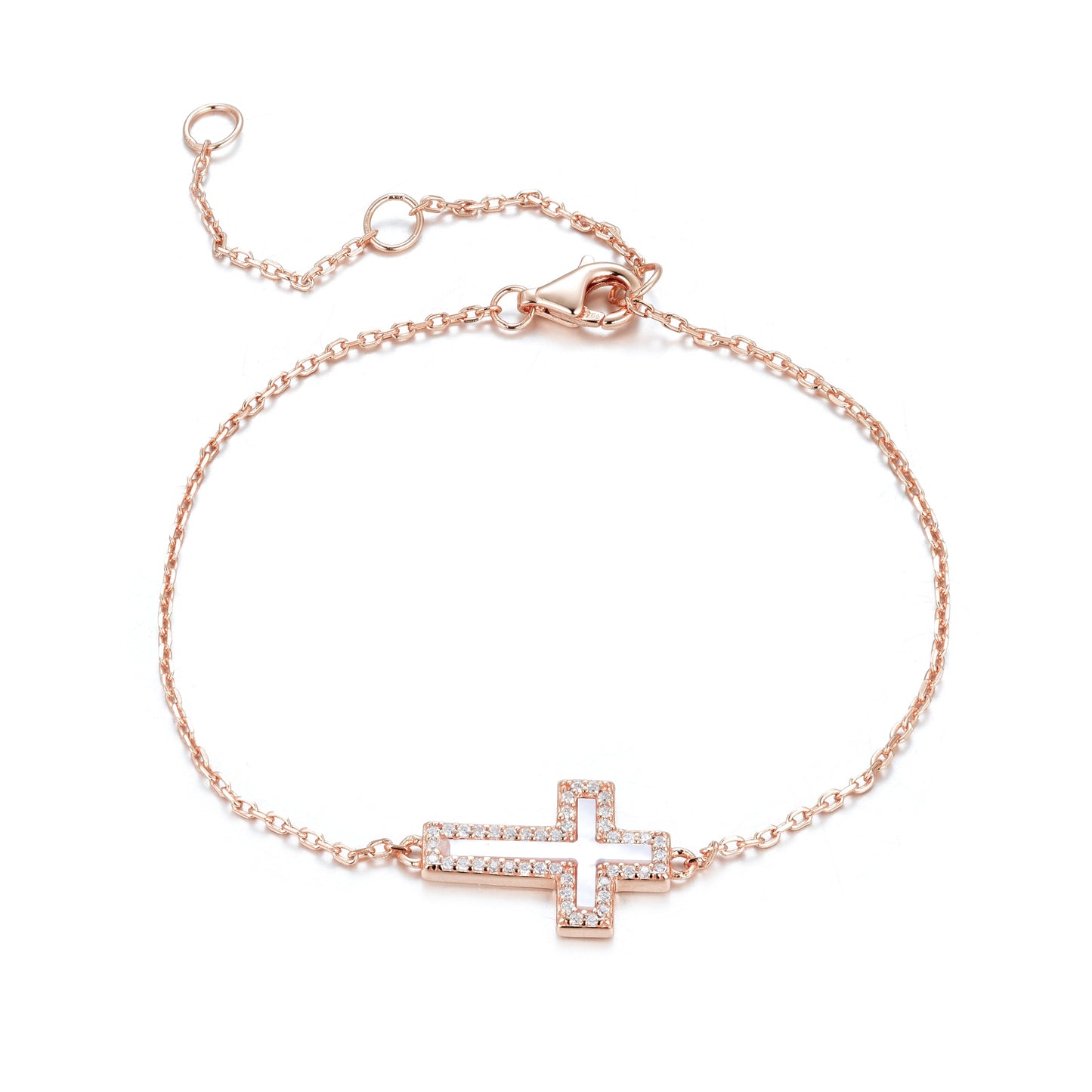 ISABELLA PEARL CROSS ROSE GOLD BRACELET