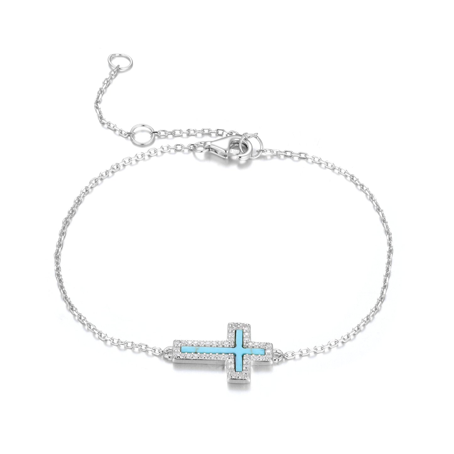 ISABELLA TURQUOISE CROSS SILVER BRACELET