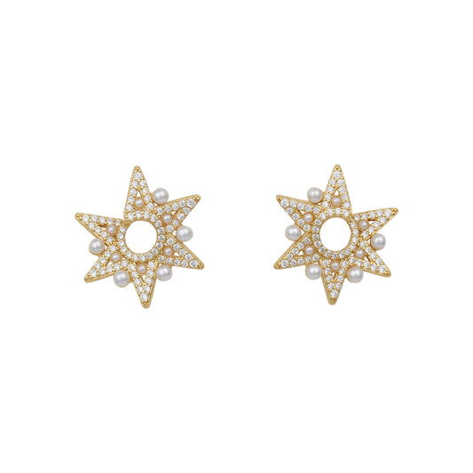18K GOLD VERMEIL CELESTE PEARL STAR EARRINGS