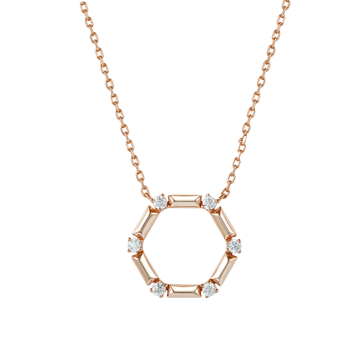AUBREY HEXAGON ROSE GOLD NECKLACE