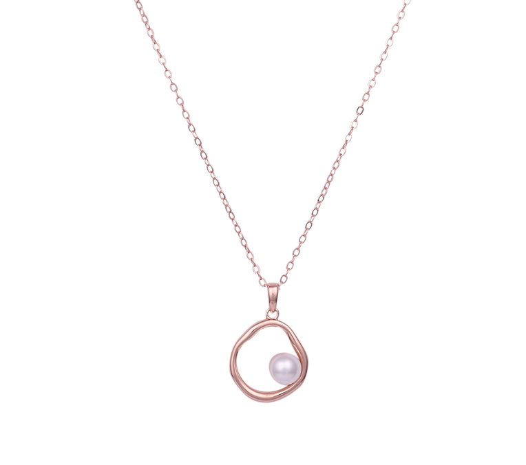 18K ROSE GOLD VERMEIL LUNAR EMBRACE PEARL NECKLACE