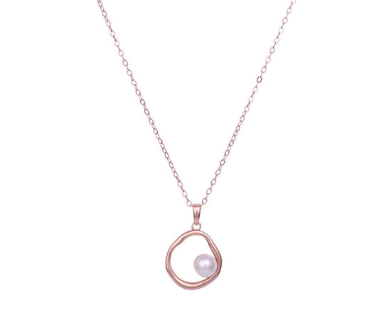 18K ROSE GOLD VERMEIL LUNAR EMBRACE PEARL NECKLACE