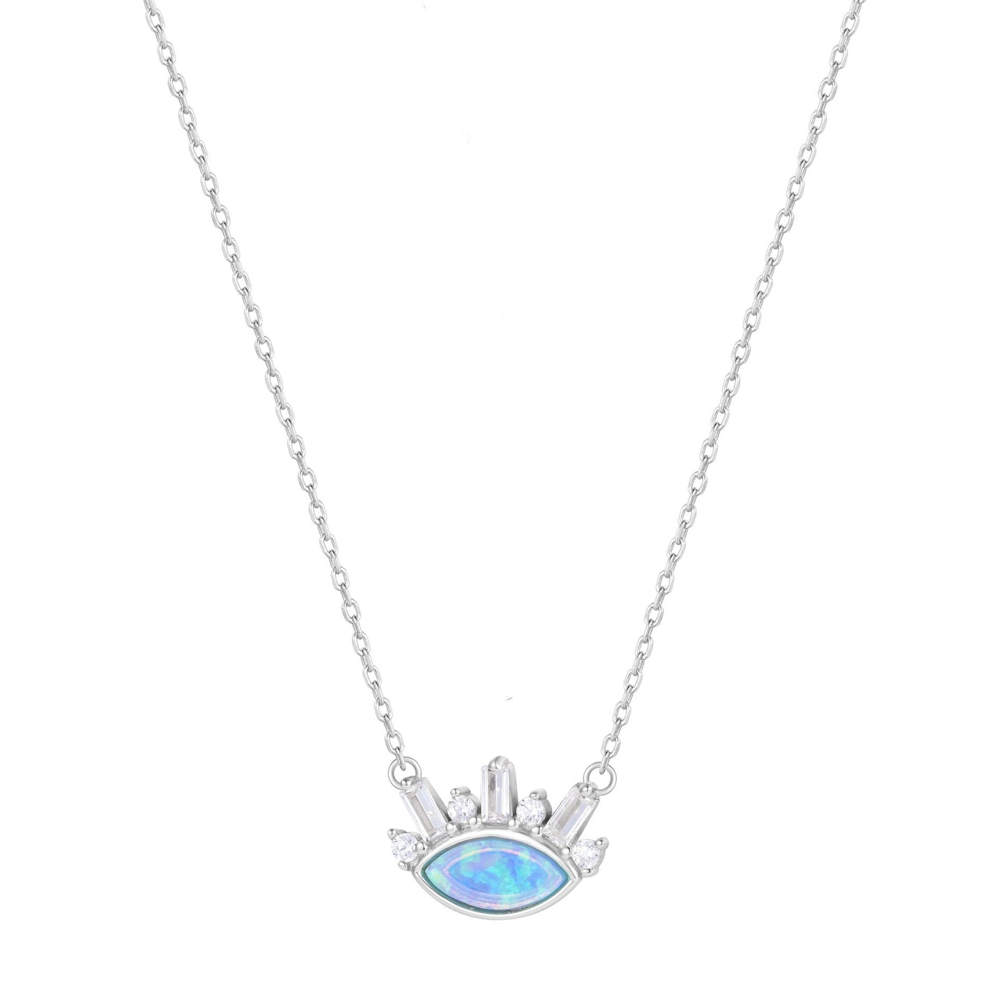 ENIGMA OPALITE EVIL EYE SILVER NECKLACE