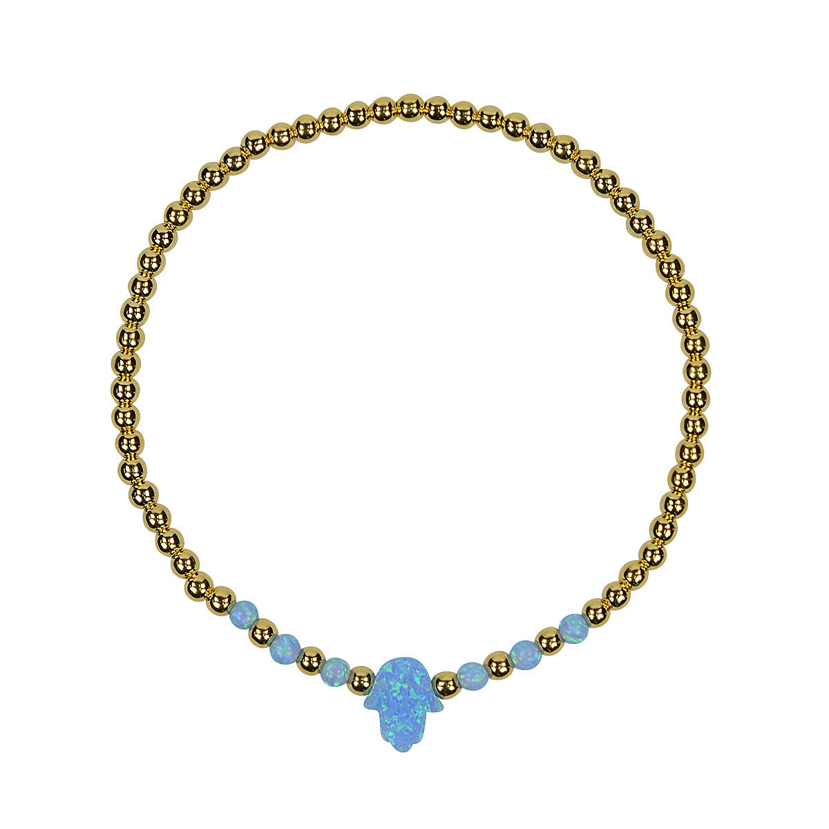 opalite hamsa beaded gold bracelet