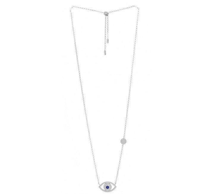 Lux evil eye adjustable silver necklace