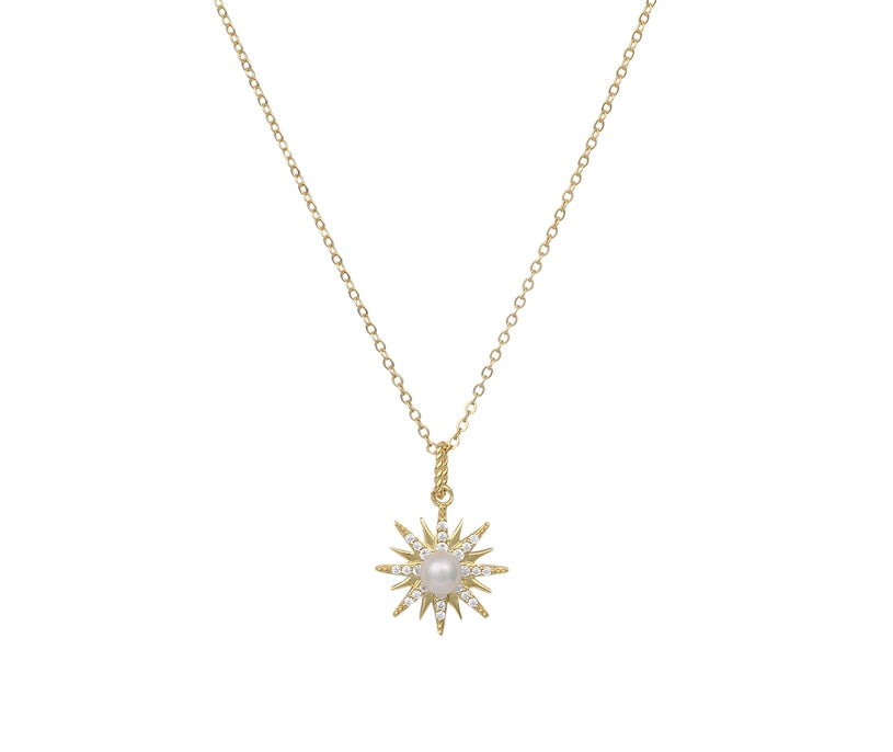 18K GOLD VERMEIL LUMI PEARL STAR NECKLACE