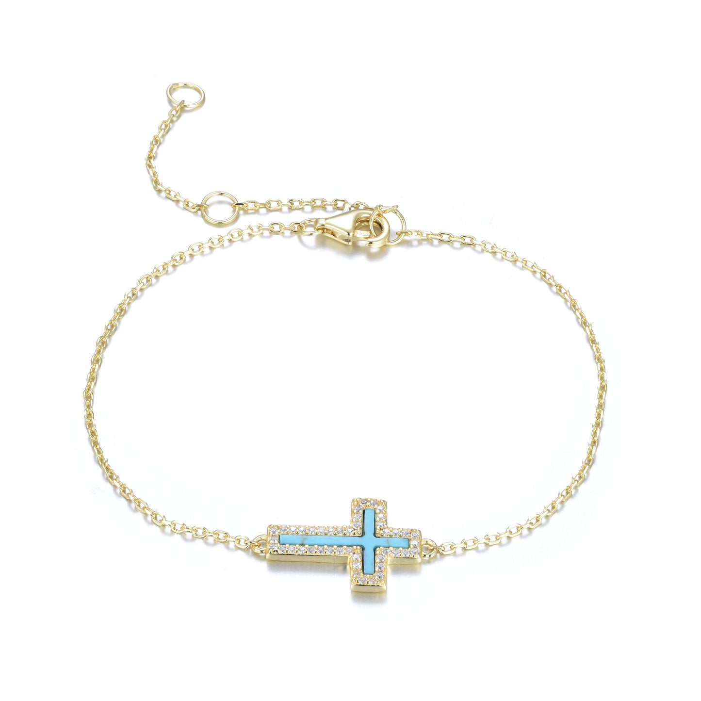 ISABELLA TURQUOISE CROSS GOLD BRACELET
