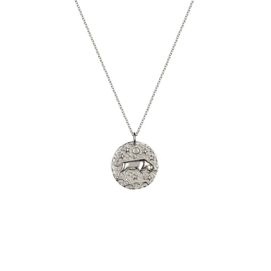Taurus zodiac sterling silver necklace