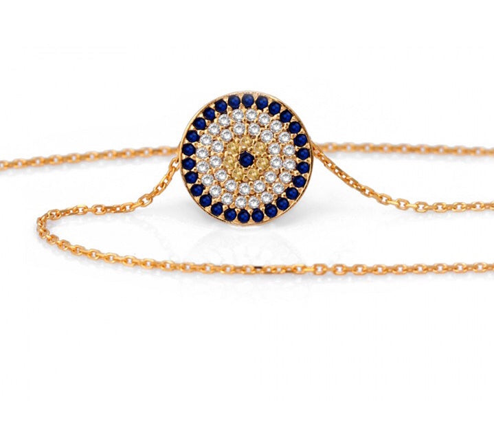 Rose gold evil eye necklace