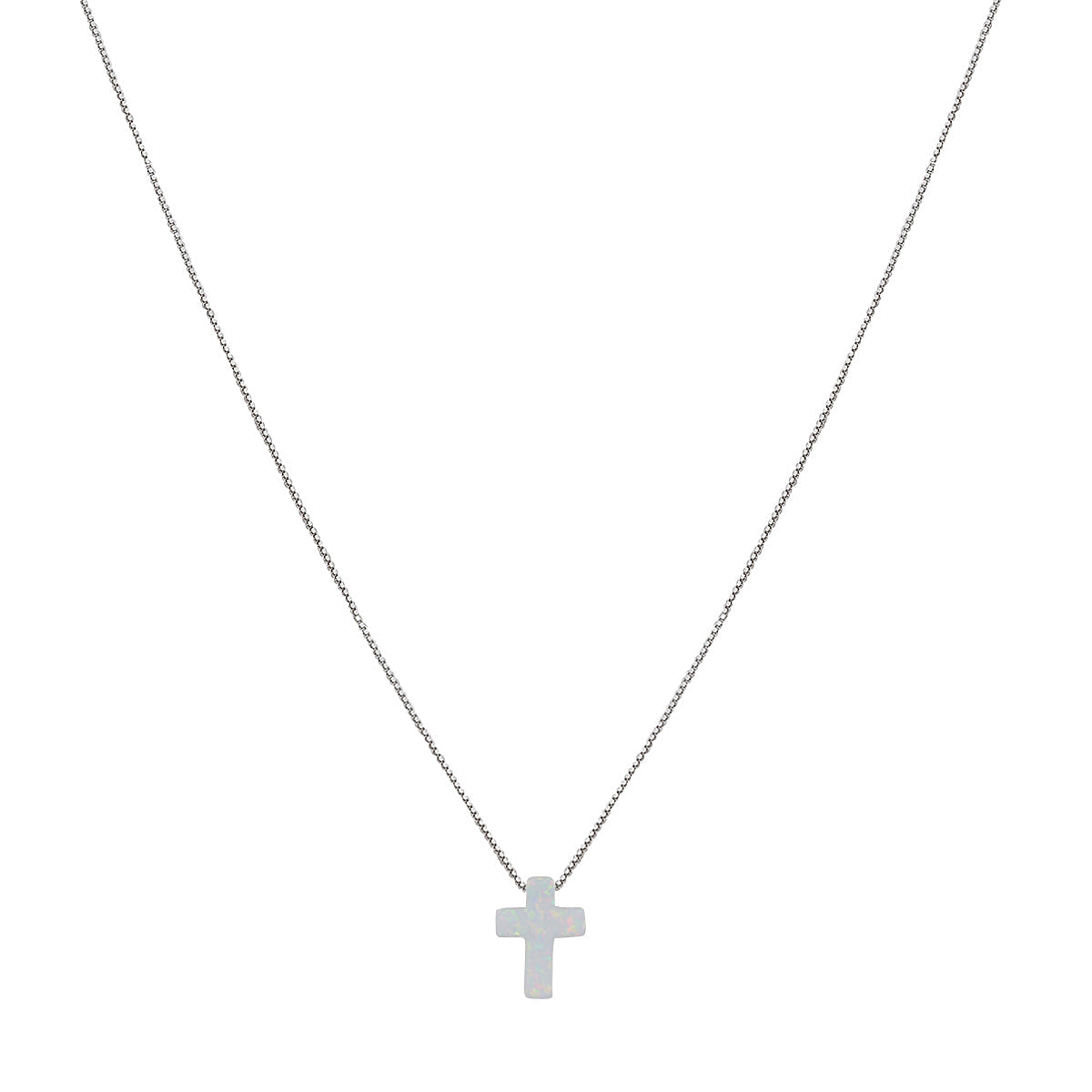 WHITE OPALITE CROSS NECKLACE