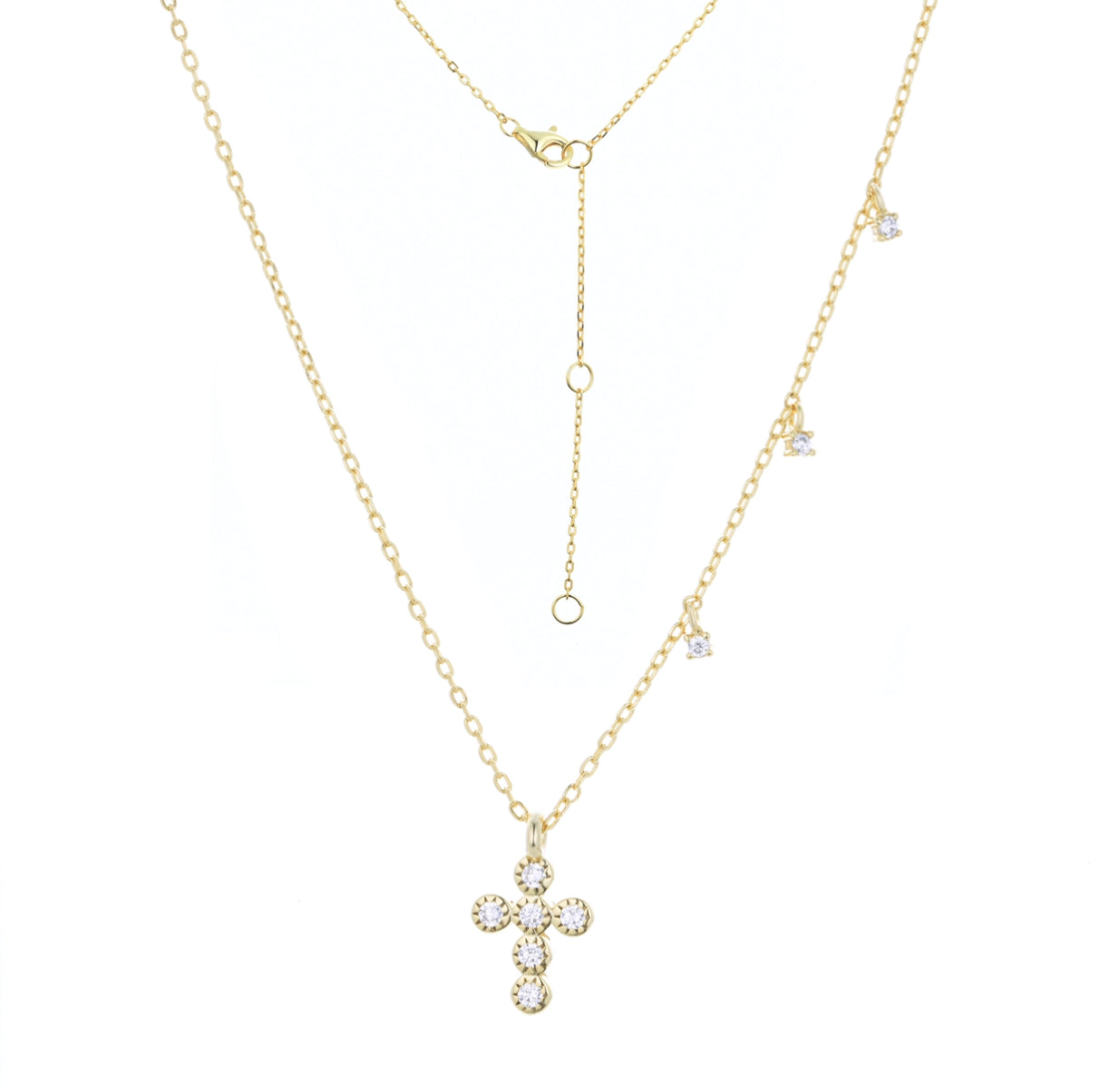 ALINA CRYSTAL MINI CROSS GOLD NECKLACE