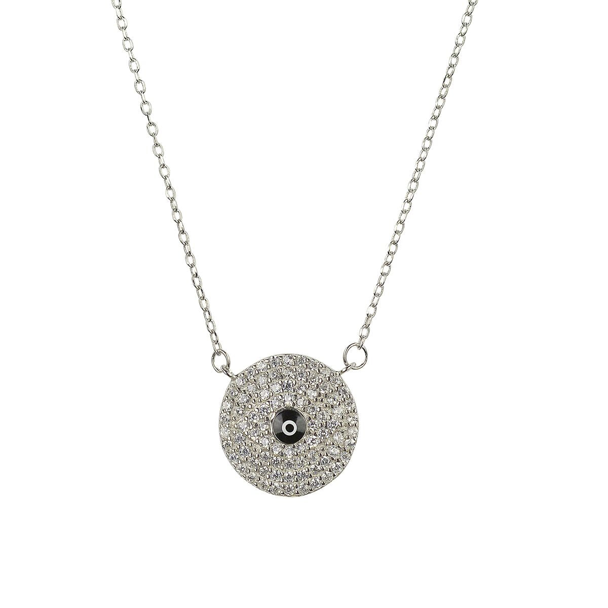 Evil eye necklace surrounded by Swarovski crystals