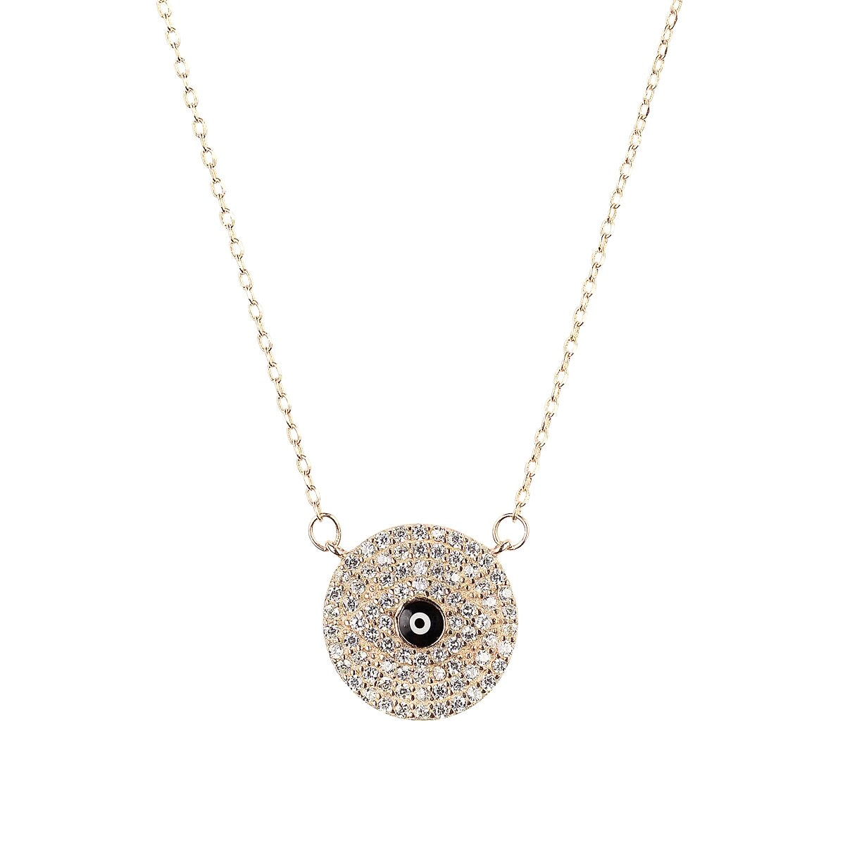Evil eye surrounded by Swarovski crystals necklace