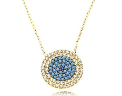 Central turquoise stones surrounded by Swarovski crystals