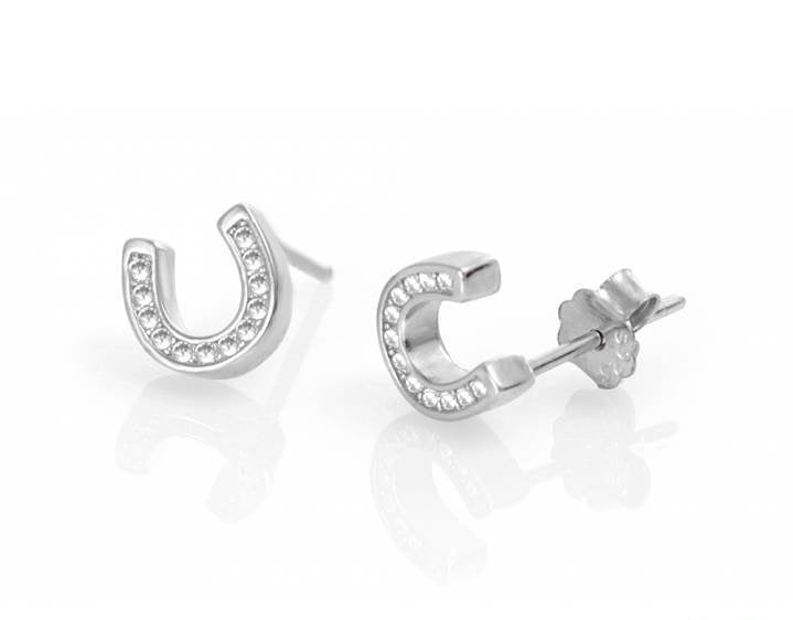 Horse shoe earrings encrusted in crystals