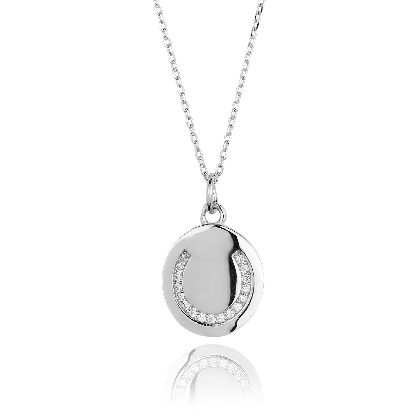 Disc with encrusted horseshoe necklace