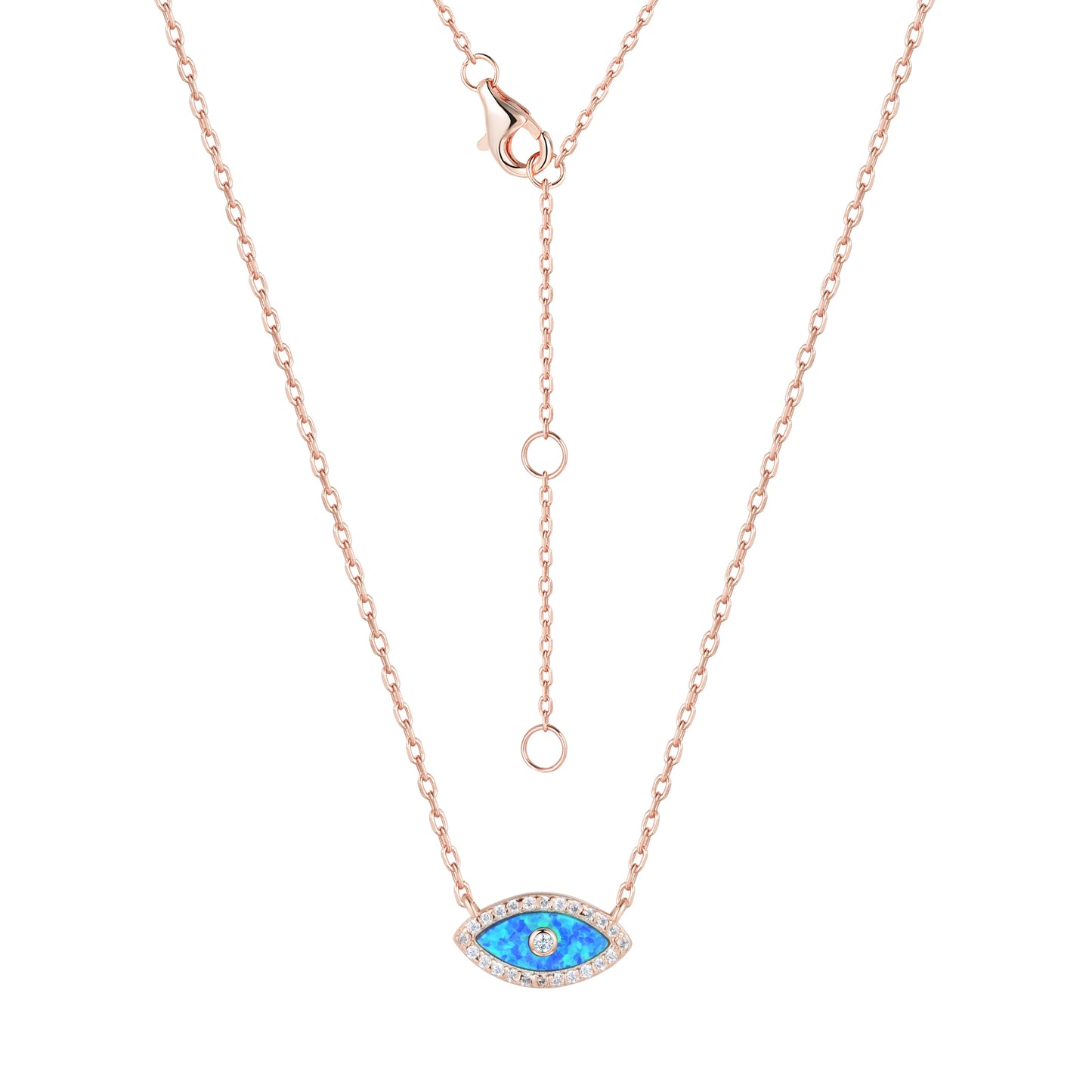 ALANI EVIL EYE BLUE OPAL ROSE GOLD NECKLACE