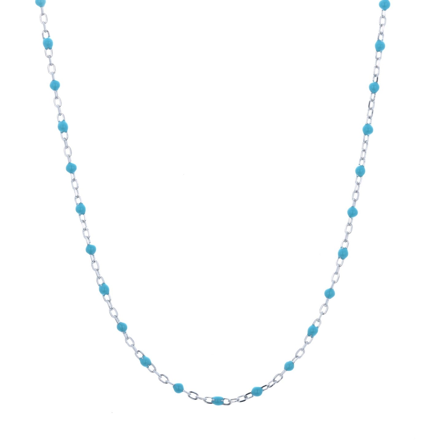 blue beaded silver necklace
