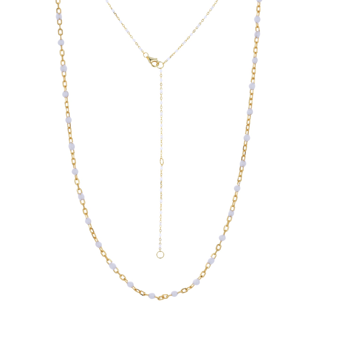 ANGELINA WHITE BEADED GOLD NECKLACE