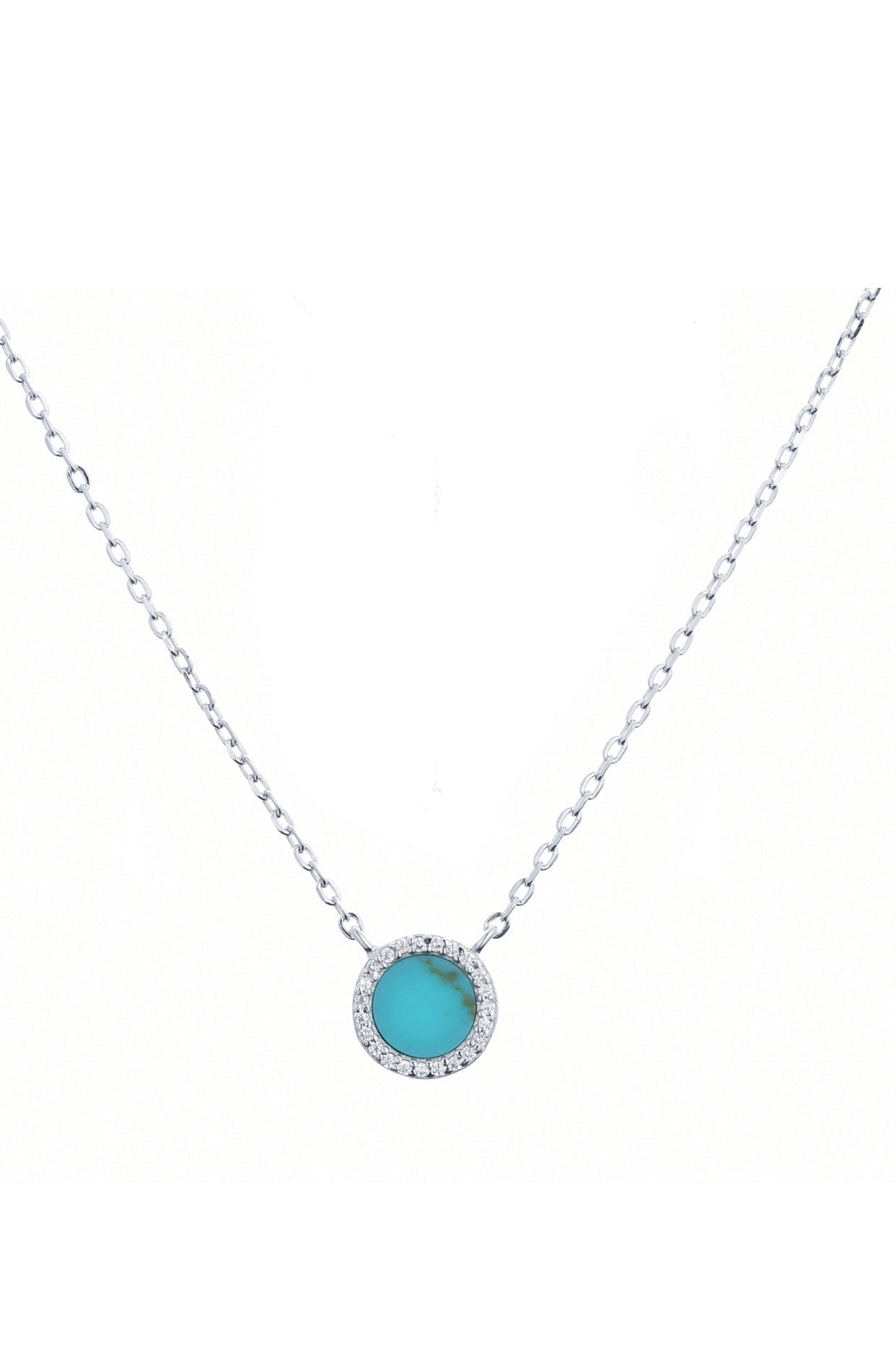 round turquoise silver necklace