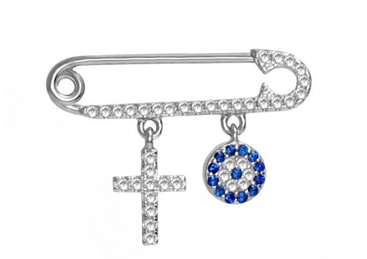Baby Evil Eye and Cross Pin