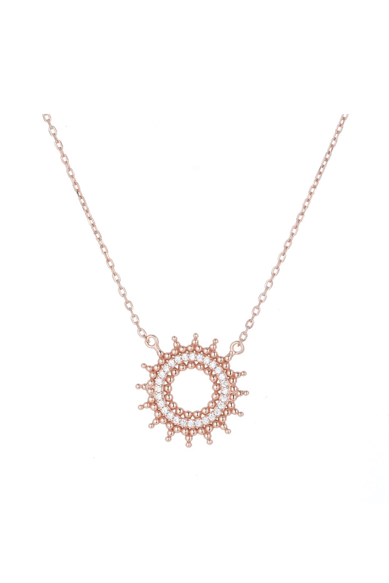 boho sun rose gold necklace