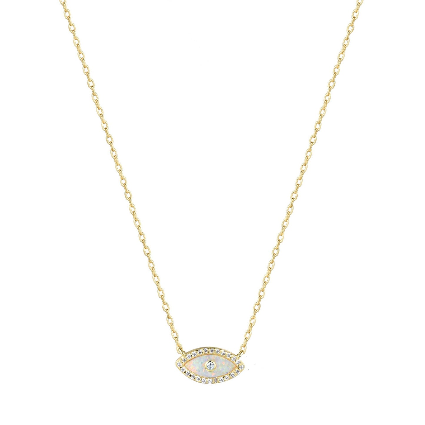 ALANI EVIL EYE WHITE OPAL GOLD NECKLACE