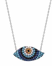 Evil eye shaped necklace with turquoise stones