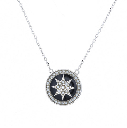 agate and freshwater pearl silver necklace