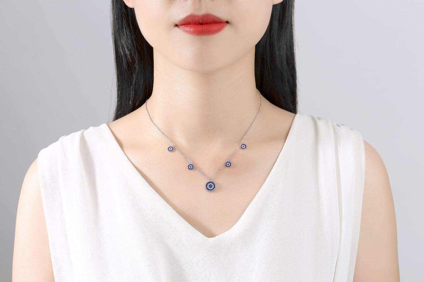 IVY EVIL EYE CHARM SILVER NECKLACE