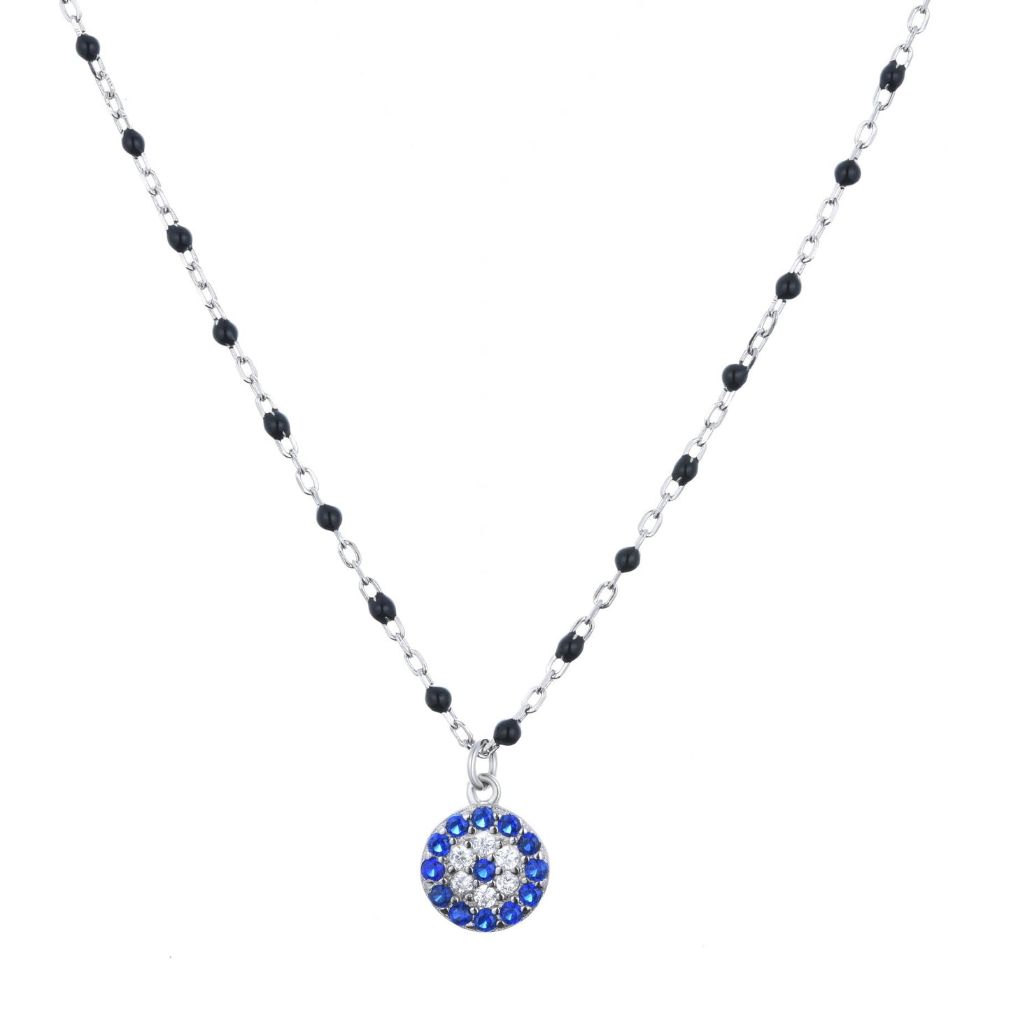 mini evil eye black beaded necklace