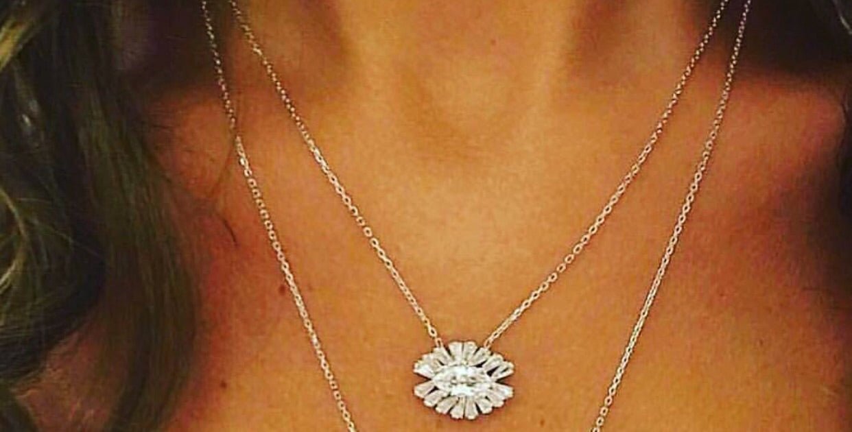 evil eye baguette necklace