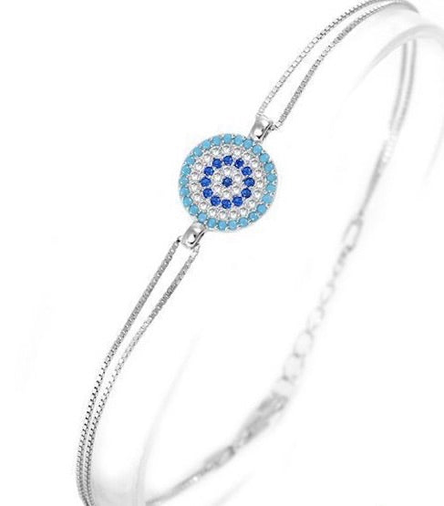 turquoise evil eye double chain bracelet