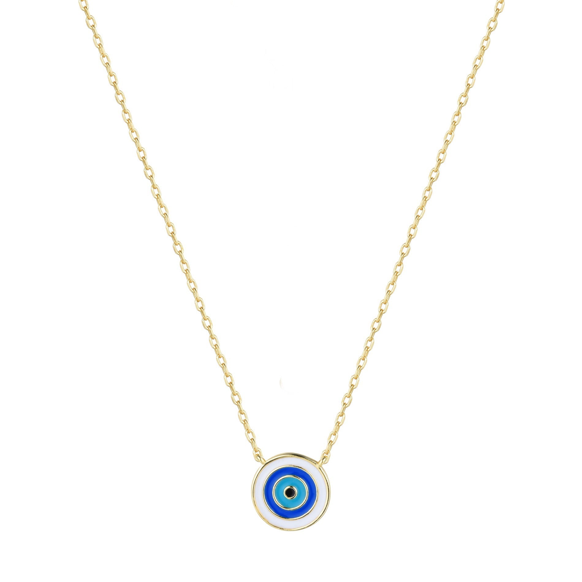 light blue evil eye gold necklace