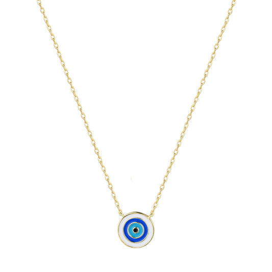 light blue evil eye gold necklace